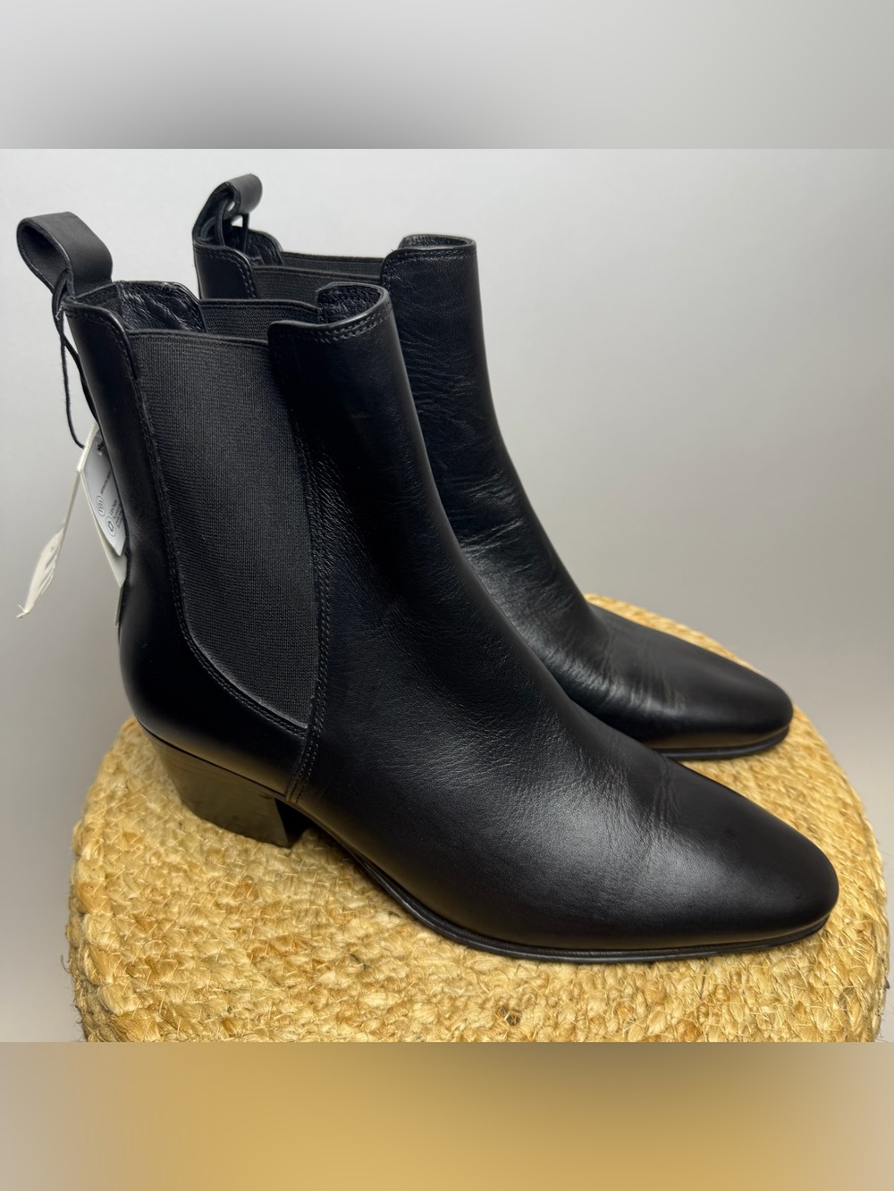 Zara Black Leather Chelsea Ankle Boots
